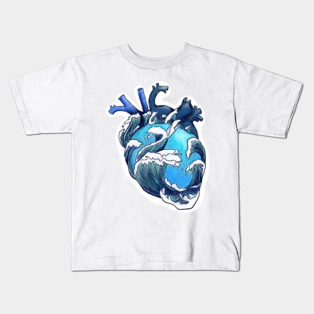 ocean heart Kids T-Shirt by aleajsstuff